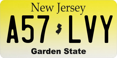 NJ license plate A57LVY
