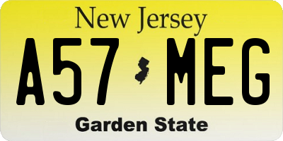 NJ license plate A57MEG