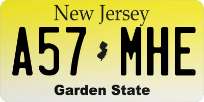 NJ license plate A57MHE