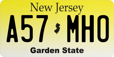 NJ license plate A57MHO