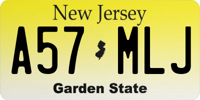 NJ license plate A57MLJ