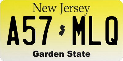NJ license plate A57MLQ