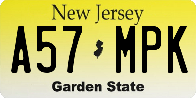 NJ license plate A57MPK