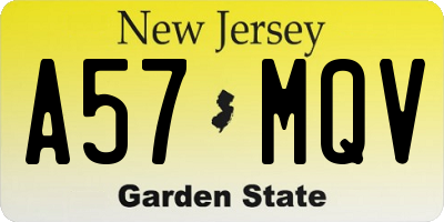 NJ license plate A57MQV