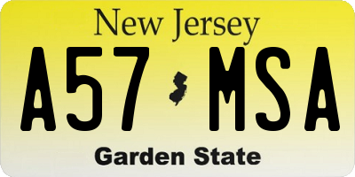 NJ license plate A57MSA