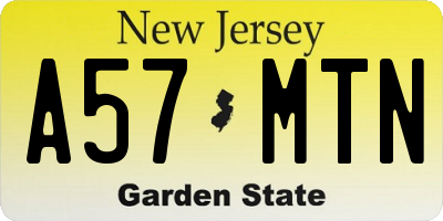 NJ license plate A57MTN
