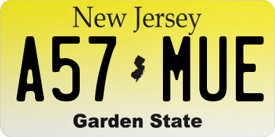 NJ license plate A57MUE