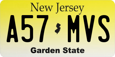 NJ license plate A57MVS