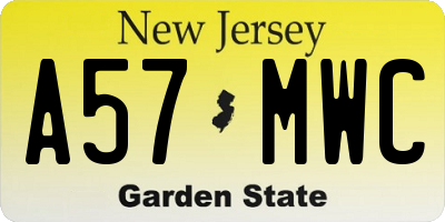 NJ license plate A57MWC