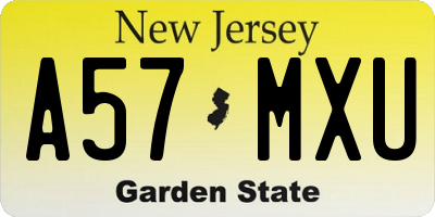 NJ license plate A57MXU