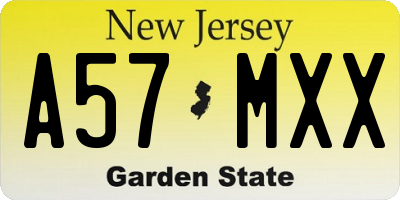 NJ license plate A57MXX