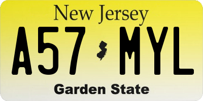 NJ license plate A57MYL