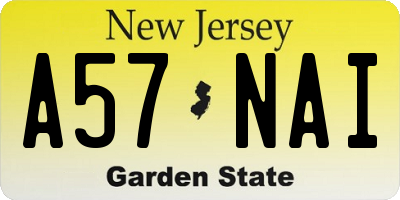 NJ license plate A57NAI