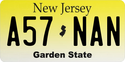 NJ license plate A57NAN