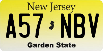 NJ license plate A57NBV