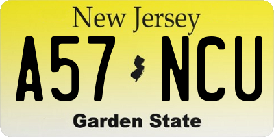 NJ license plate A57NCU