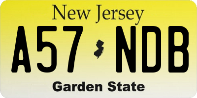 NJ license plate A57NDB