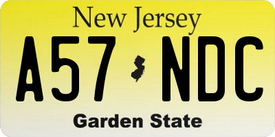 NJ license plate A57NDC