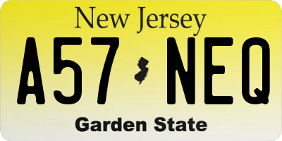 NJ license plate A57NEQ