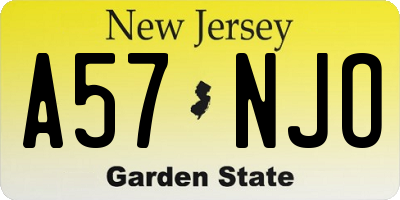 NJ license plate A57NJO