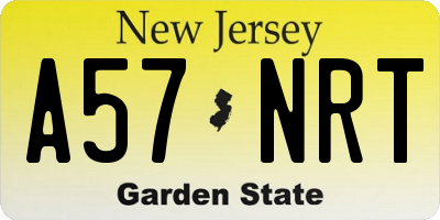 NJ license plate A57NRT