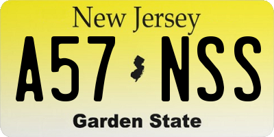 NJ license plate A57NSS