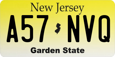 NJ license plate A57NVQ