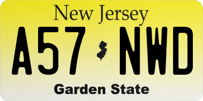 NJ license plate A57NWD