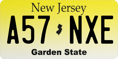 NJ license plate A57NXE
