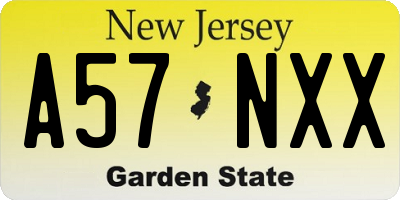 NJ license plate A57NXX