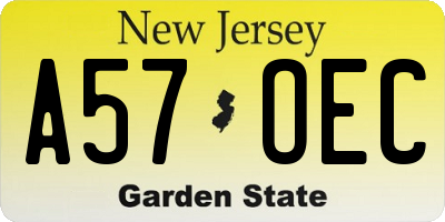 NJ license plate A57OEC