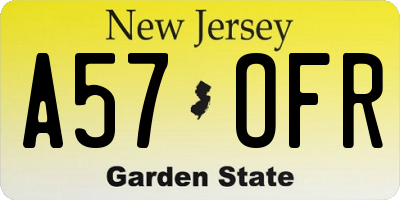 NJ license plate A57OFR