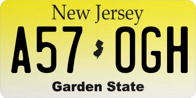 NJ license plate A57OGH