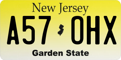 NJ license plate A57OHX