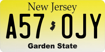 NJ license plate A57OJY