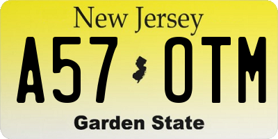 NJ license plate A57OTM