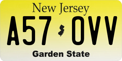 NJ license plate A57OVV