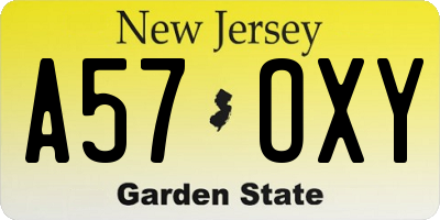 NJ license plate A57OXY