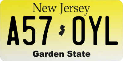 NJ license plate A57OYL