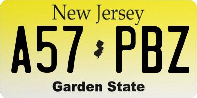 NJ license plate A57PBZ