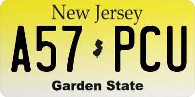 NJ license plate A57PCU