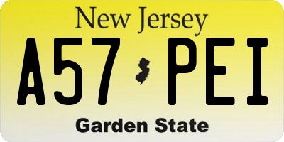 NJ license plate A57PEI
