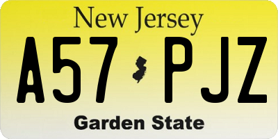 NJ license plate A57PJZ