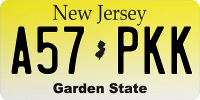NJ license plate A57PKK