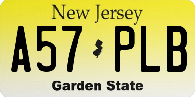 NJ license plate A57PLB