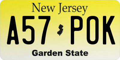NJ license plate A57POK