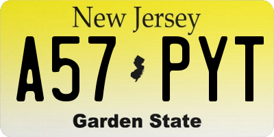 NJ license plate A57PYT