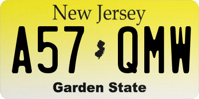 NJ license plate A57QMW