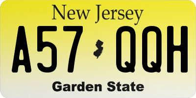 NJ license plate A57QQH