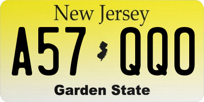 NJ license plate A57QQO